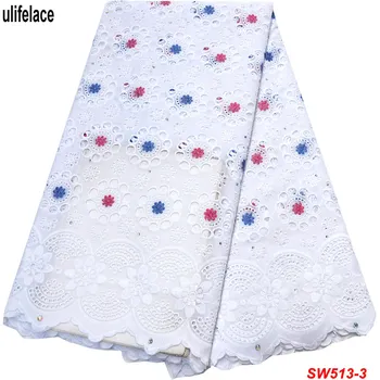 

Swiss Voile Lace In Swizterland Eyelet 100% Cotton With Stones Afriacn Dry Lace Fabric Embroidery Nigerian Lace Dress SW-513