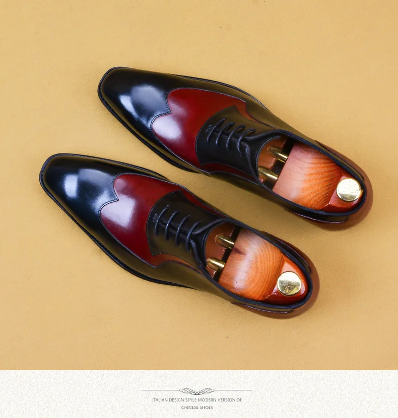 Мужская обувь смешанных цветов мужские туфли-оксфорды из коровьей кожи модельные туфли на шнуровке с крыльями деловая обувь модная кожаная обувь