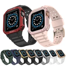 

Case Strap for Apple Watch Band Series 7 6 2 3 4 5 SE 45mm 41mm Silicone Breathable Wrist Bracelet for iWatch 38/40mm 42mm 44mm