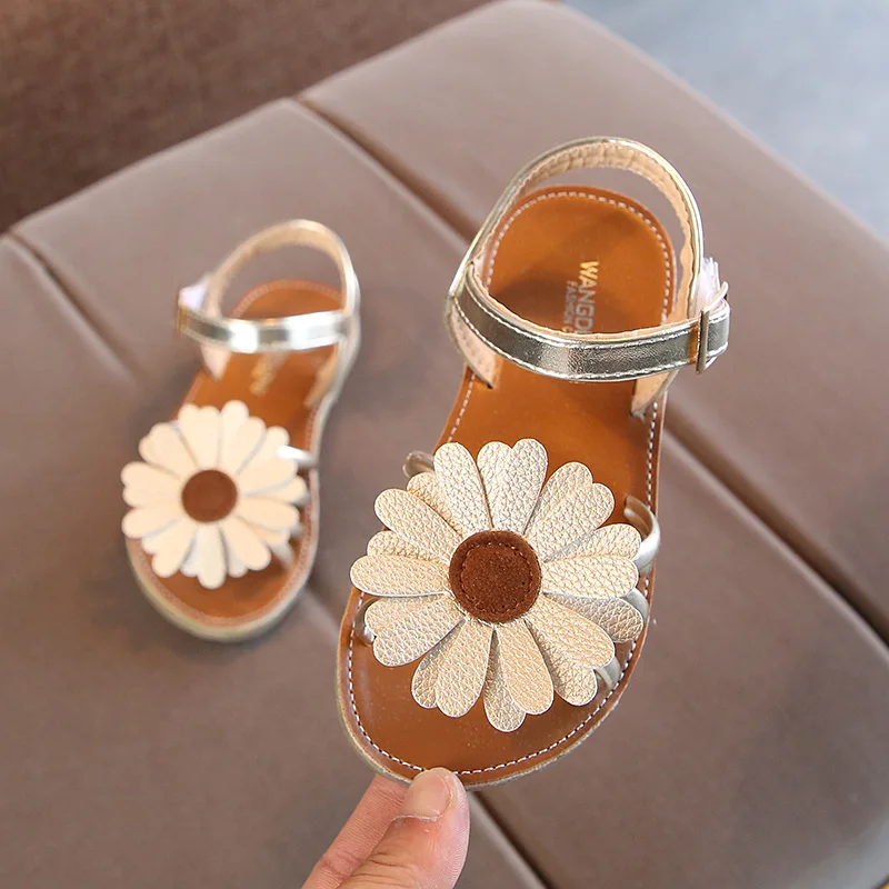 CYSINCOS Baby 2020 Summer Comfortable New Girls Beach Shoes Kids Flower Casual Sandals Children Fashion Size 21-35 Sport Sandals