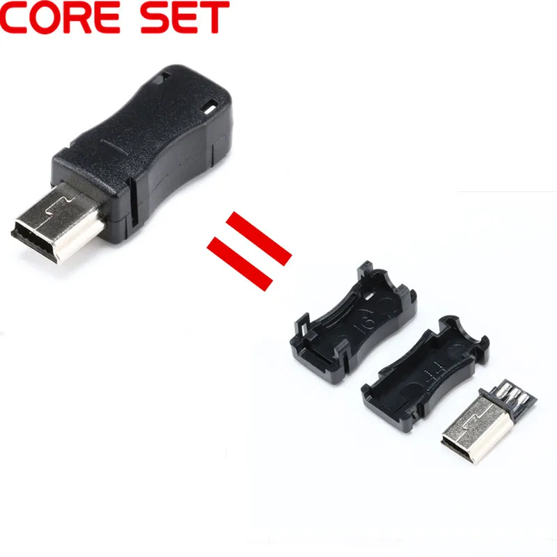 20PCS DIY Micro USB 5 Pin T Port Male Plug Connector&Plastic Cover L2KS 