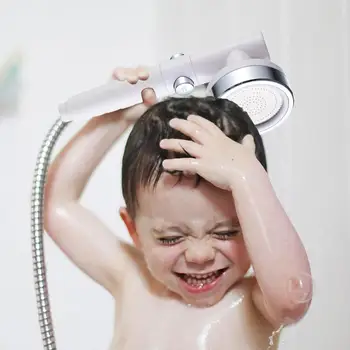 

Handheld Shower Head ABS Stainless Steel Filter Spray One Button Switch High Pressure Booster Water Saving Bathroom Accessory