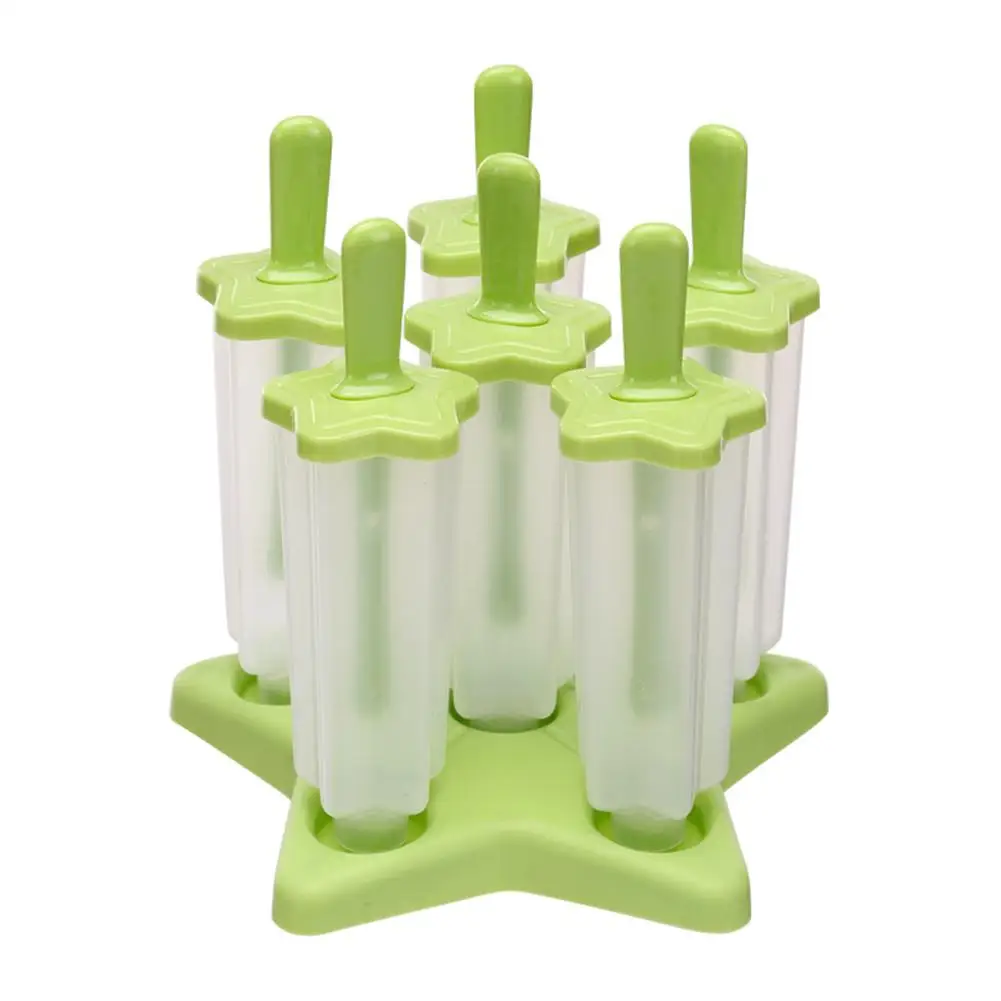 Green TPFOCUS 6 форма для Фруктового мороженого на палочке формы для приготовления пищи инструменты прямоугольной формы многоразовые DIY Мороженое Поп формы для выпечки - Цвет: Green