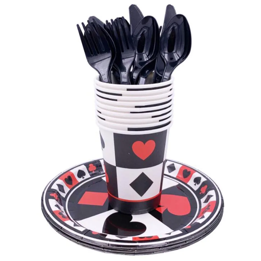 New Poker Party Christmas Set PARTY Birthday Products Decorative Tableware Paper Cup Paper Tray