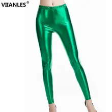 VIIANLES/женские леггинсы в стиле панк-рок из искусственной кожи фиолетового и золотистого цвета; пикантные яркие брюки с блестками; блестящие леггинсы для фитнеса