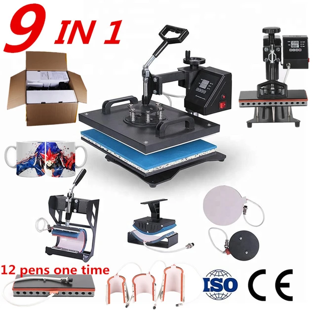 Double Display 30*38CM 8 in 1 Combo Heat press Machine Sublimation Printer  For Cap Mug Plate T-shirt Printing Machine - AliExpress