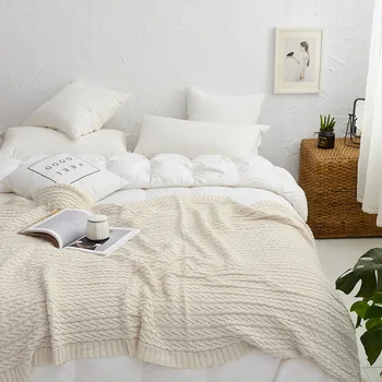 

Cotton Twist Knitt2020 New Sofa Air Conditioning Siesta Nordic Knitted Blanket Twist Cotton Wool Blanket Bed End Blanket