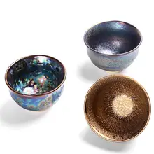 Чайный набор кунг-фу красочная глазурь павлина tianmu измененная обжиганием в печи чайная чашка сборная чашка керамический мастер чая чашка