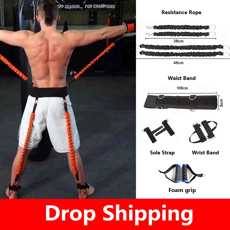 

150LBS Taekwondo Crossfit Jump Resistance Bands Boxing Leg Arm Physical Power Strength Explosive Force Training Belt