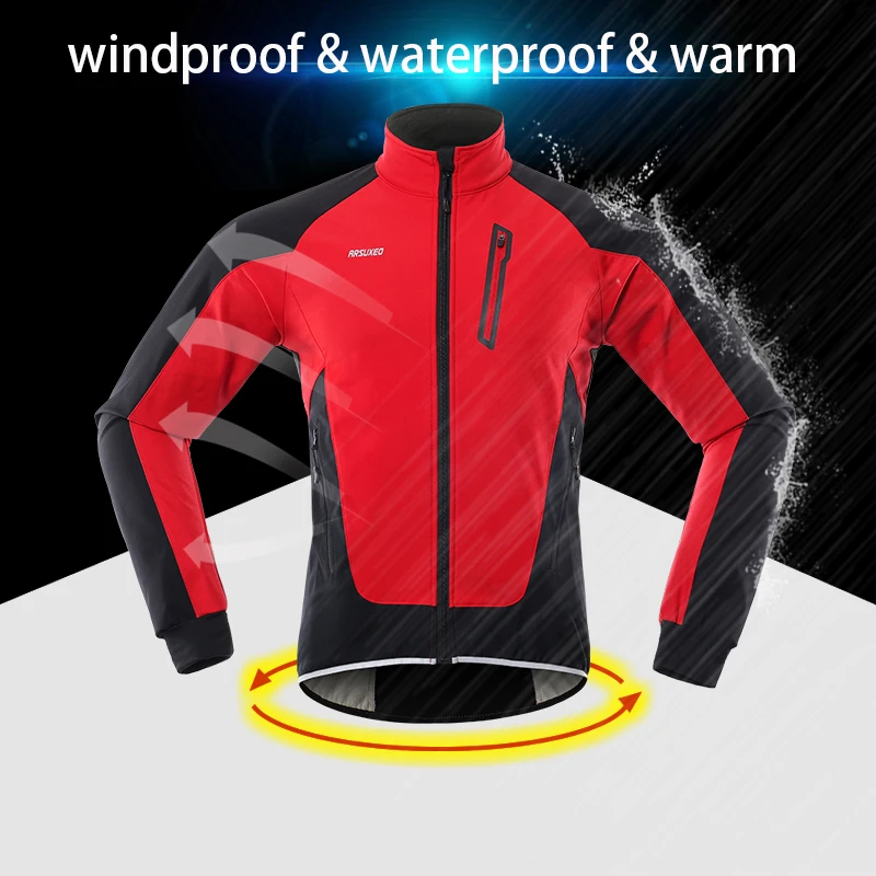 RockBros Cycling Jersey Fleece Thermal Warm Windproof Jacket Bike Coat Black
