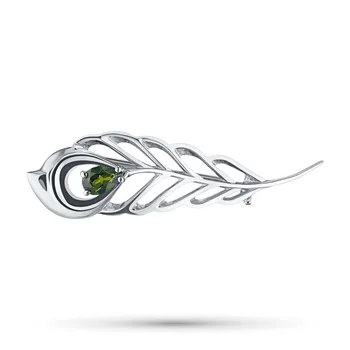 

Brooch of silver with chrome diopside e0605bsh04201126
