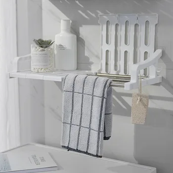 

Plastic Bathroom Shelf for Shampoo Soap Cosmetic Holder Toilet Storage Towel Rack Free Punching Wall Hanging Organizer Shower