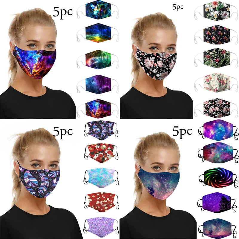 

Fast Delivery 5pc Fast DeliveryPrinting Masks for Dust Protection Face Mask Washable Earloop Mask Bandage Women Cubrebocas 2020