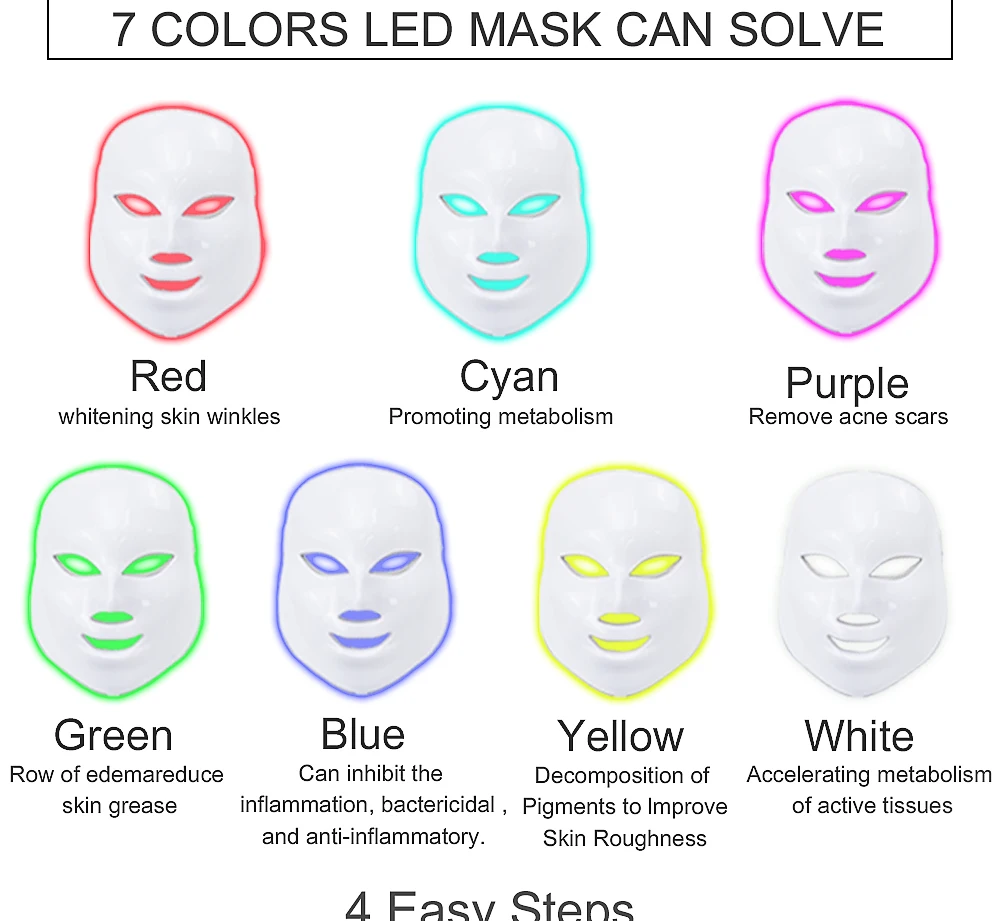 Licheng, 7 цветов, светодиодная маска, фотон, корейский уход за кожей, фототерапия, уход за лицом, красота, анти отбеливание акне, удаление морщин