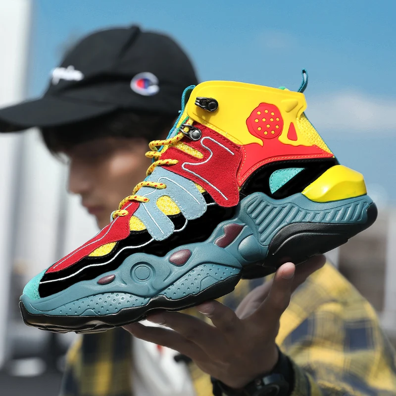 

High Quality Casual Shoe Men High Top Sneakers Man New Breathable Soft Basket Trainers Lace-up Chunky Sport Shoes Zapatos Hombre