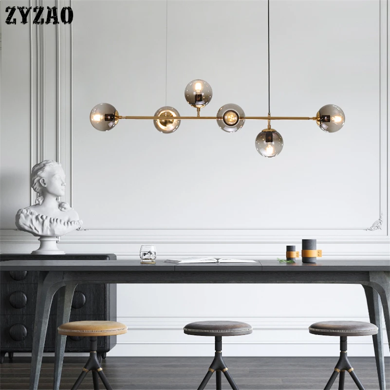 Nordic Glass Ball Chandelier Lighting Vintage Glass Bubble Hanging Lights Modern Simple Dinning Room Chandelier Light Fixtures