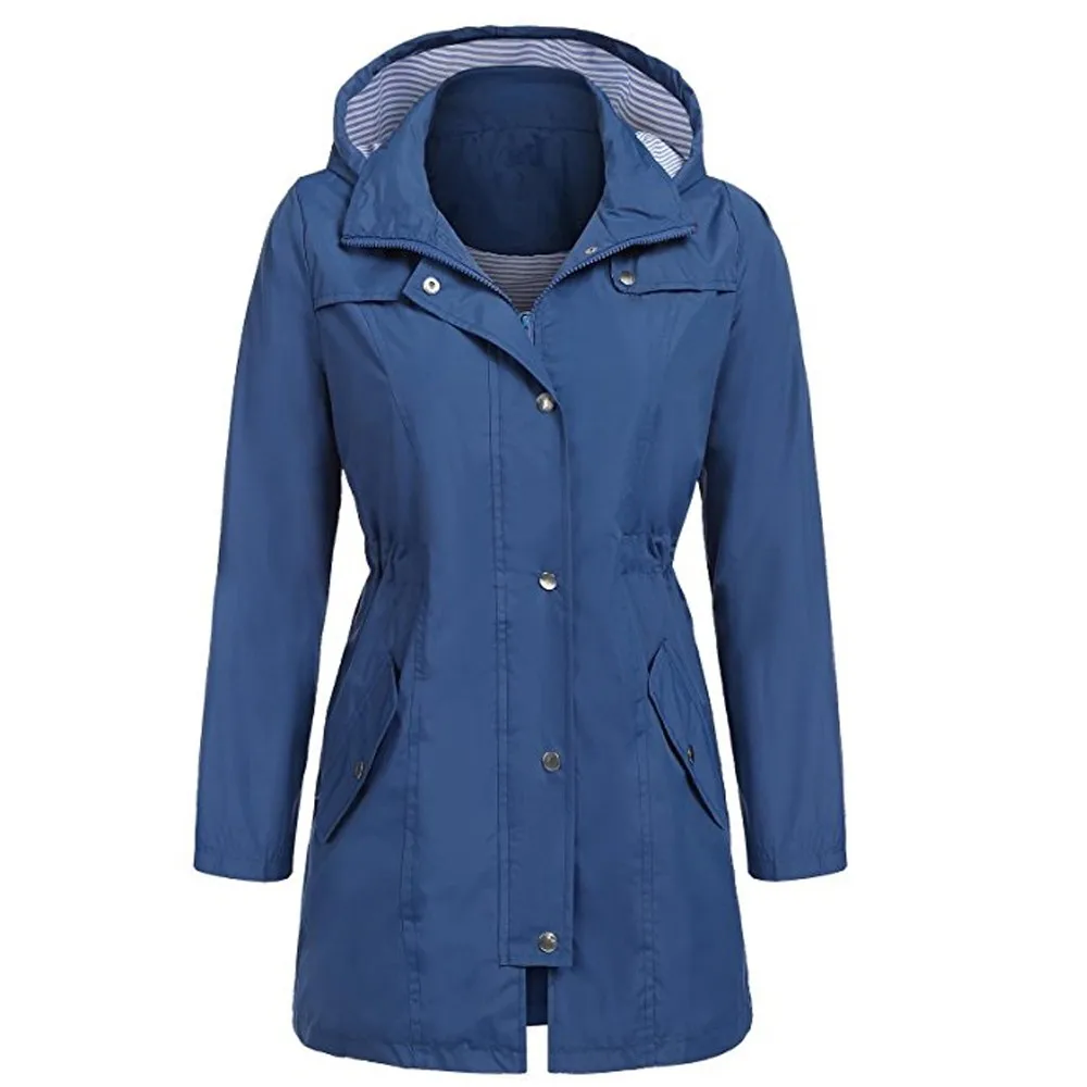 Водонепроницаемый ветрозащитный плащ женский дождевик Ветровка Куртки непроницаемые неодноразовые Manteau de Pluie Femme дропшиппинг - Цвет: Dark Blue