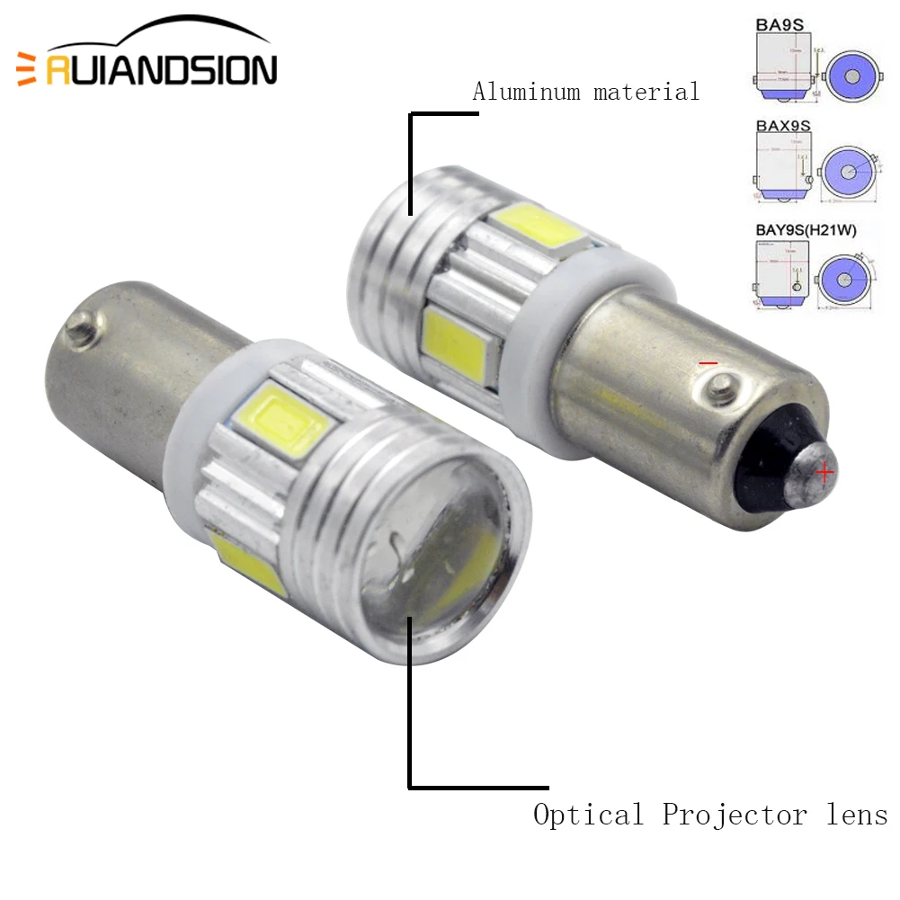 Светодиодные лампы BA9S BAX9S BAY9S 6 SMD 5630 светодиодные T4W H6W H21W для стайлинга автомобиля