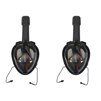 

2 Pcs Full Face Snorkeling Masks Panoramic View Anti-Fog Anti-Leak Snorkel Scuba Underwater Diving Mask (S/M & L/XL )