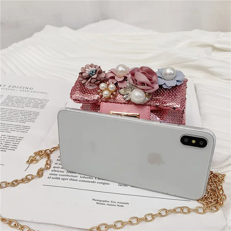 

New Style Korean-style Sequin Small Flower Graceful Children Girls Small CHILDREN'S Shoulder Purse Bag Women's 2019