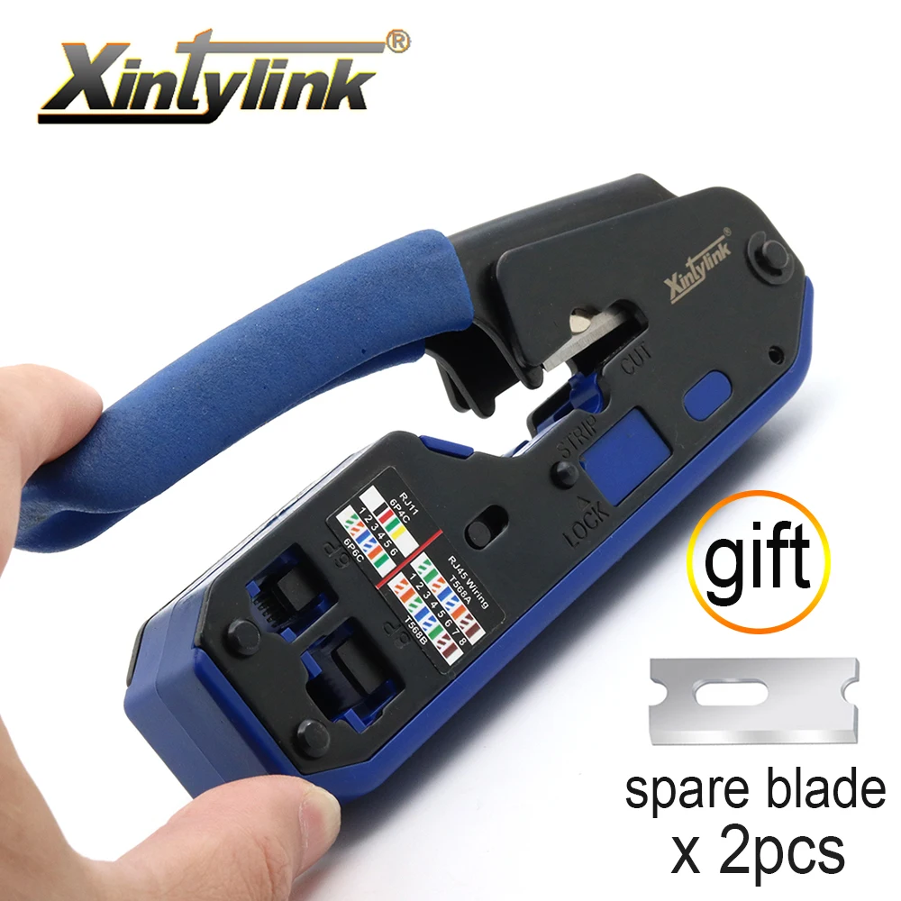 xintylink RJ45 crimping tool pliers network crimper stripper cutter ethernet cable clamp RG45 cat6 cat5e cat5 RJ11 connector | Инструменты