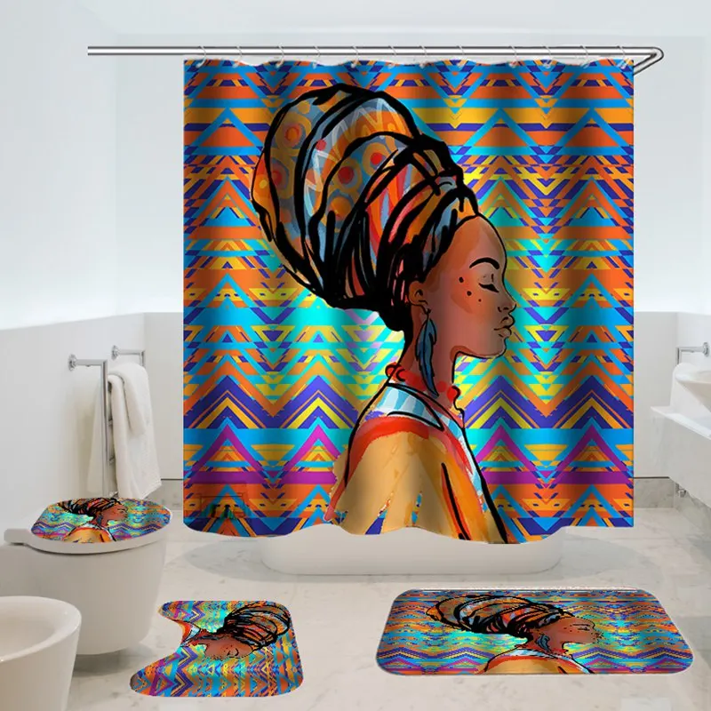 

Dafield African American Shower Curtain Bath Mat Set With Hooks Waterproof Shower Curtains for Bathroom Washable Shower Curtain