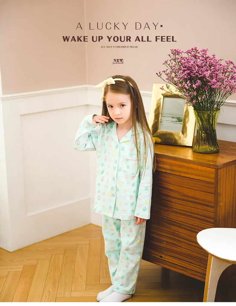 Детский пижамный комплект, спортивный костюм, весенне-осенняя рубашка из чистого хлопка для маленьких девочек, одежда с длинными рукавами для девочек