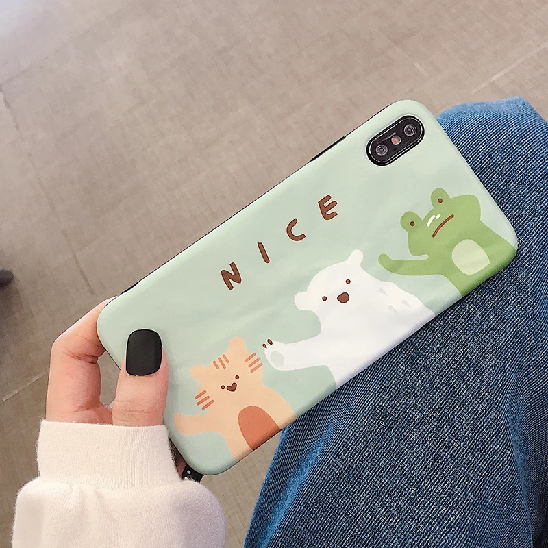 

VZD Fashion Cartoon Origami Bear Cat Animal Cover Case For iPhone Xs Max/xs/xr/6s 6plus 7 8 Plus Dust Plug Cover