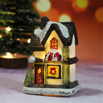 

Resin Christmas Micro Landscape Miniature Decoration Multicolor House LED Light Up 9cm x 6.5cm1 Piece