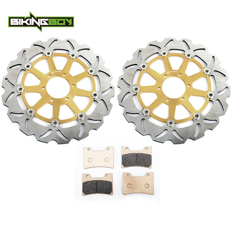 BIKINGBOY YZF 600 R гром Кот 95 96 TDM 850 91-01 00 98 97 94 TRX 850 96-99 FZR 600 90-99 передние тормозные диски тормозные колодки - Цвет: Wave Gold