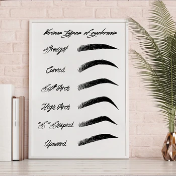 

Black and White Fashion Poster Eyebrow Shapes Print Makeup Wall Art Canvas Painting Make Up Beauty Wall Picture Girls Room Decor
