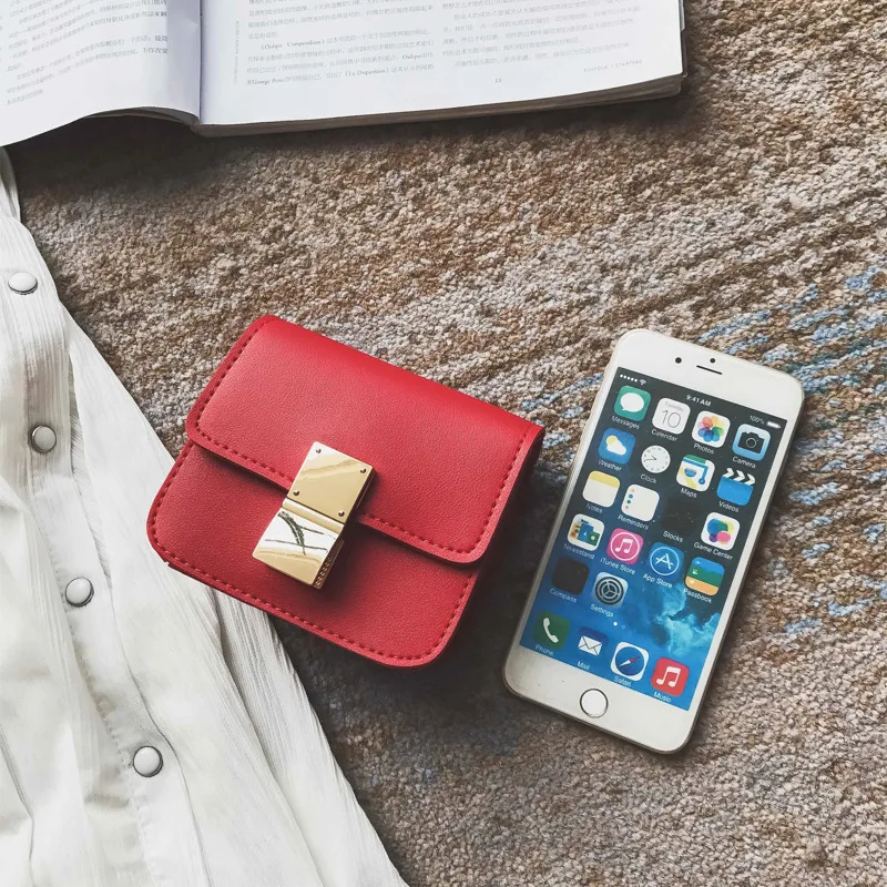 

Korean-style Children 2018 New Style Fashion Simple bai da xiao Square Bag Mini Shoulder Bag with Chain Women's Bag Retro
