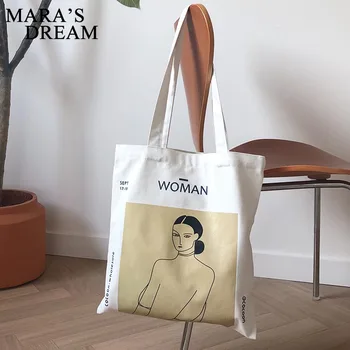 

2020 Korean Simple Women Package Elegant Canvas Bag Handbags Japanese Literary Shoulder Bags Casual Shopping Tote Girls Handbag