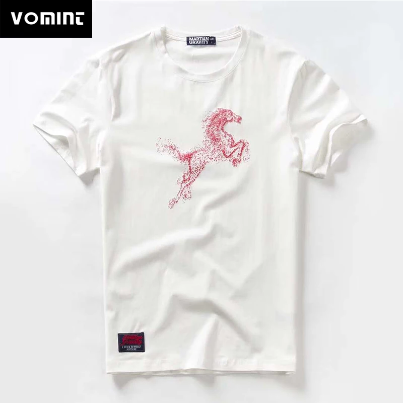 Мужская футболка из чесаного хлопка Vomint Однотонная с коротким рукавом и