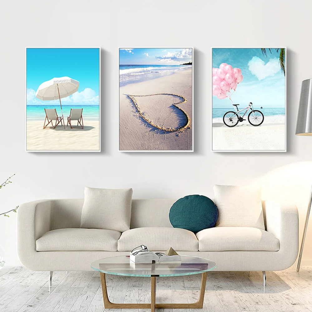 Креативные романтические картины на холсте над побережем для гостиной Настенная