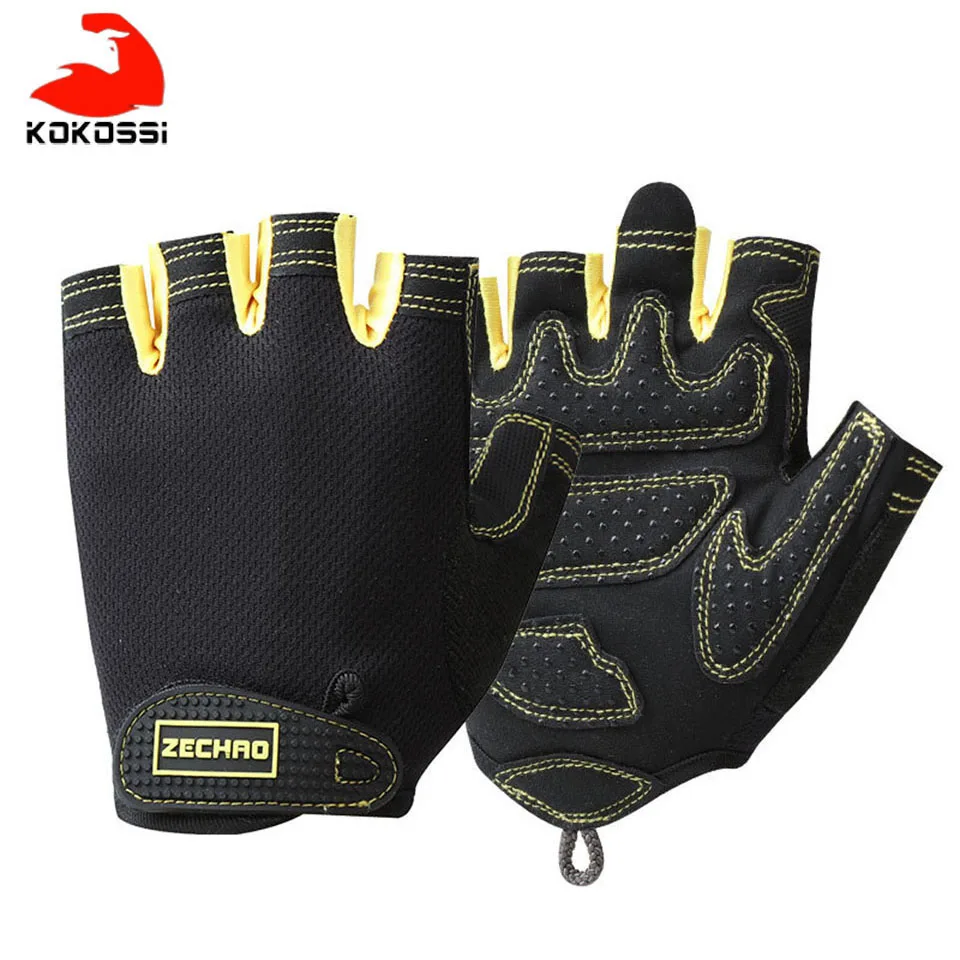 KoKossi Fitness Weightlifting Gloves Half Finger Non-slip Outdoor Sports Cycling Glove Mitten Men Women Bicycle Riding Gloves