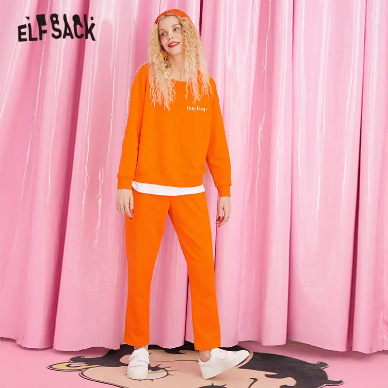 ELFSACK однотонные комплекты из двух предметов с принтом Бетти женские свитшоты 2019