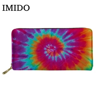 

Women Money Wallets Tie-dye Wallet Women Fashion Wallet Long Zip Wallet Leather Thin Wallet Waterproof Travel Phone Bag