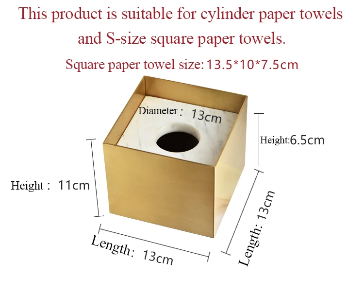 Golden Brass&Marble Tissue Case Nordic Style Napkin Box Luxury Tissue Box Creative Storage Tray