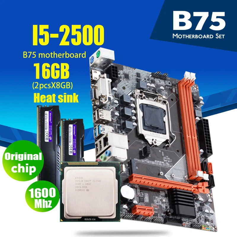 Atermiter 5 Motherboard Set With Intel Core I5 2500 2 X 8gb 16gb 1600mhz Ddr3 Desktop Memory Heat Sink Usb3 0 Sata3 Motherboards Aliexpress