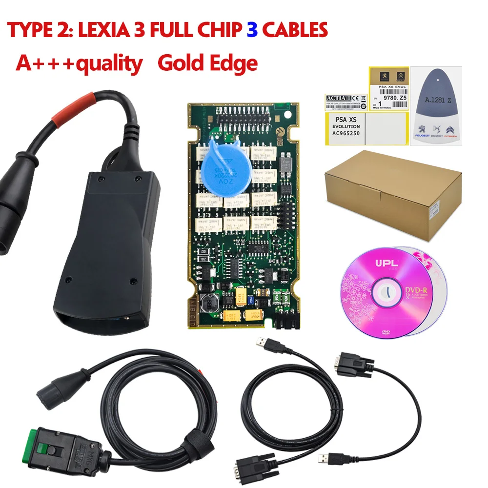 Lexia 3 PP2000 полный чип Diagbox V48/V25 OBDII диагностический инструмент SW V7.83 FM 921815C/921815B Lexia3 OBD2 для Citroen для peugeot - Цвет: Full clip  3 cables