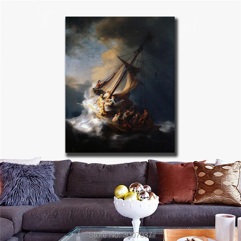 

Rembrandt Storm on the Sea of Galilee Giclee printed On Canvas Wall Art Home Decor 16''x20''