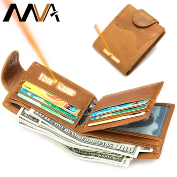

MVA Man Leather Wallet Purse Men Wallets Rfid Genuine Leather Cow Card Holder Wallet Engraving Fashion Male Portomonee Hasp 7041