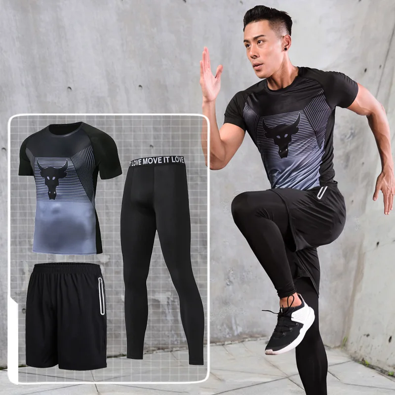 

Workout Clothes MEN'S Suit Summer Quick Drying Clothes Tights Running Sports Set Morning Run Basketball Training Suit Gym