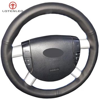 

LQTENLEO Black Genuine Leather DIY Hand-stitched Car Steering Wheel Cover For Ford Mondeo Mk3 2002 2003 2004 2005 2006