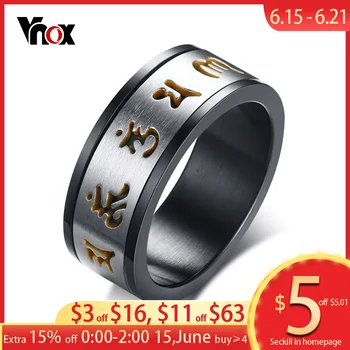

Vnox 8mm Rotatable Six Words Mantra Ring For Men Stainless Steel Spinner Stylish Male Wedding Band Casual Gentleman Jewelry