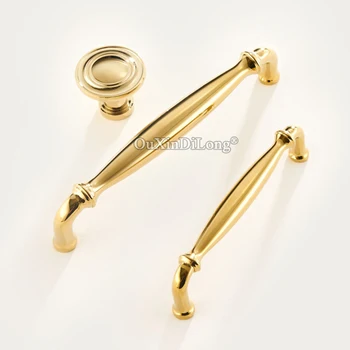 

European Gold 10PCS Solid Brass Cabinet Door Handles Cupboard Wardrobe Closet Drawer Kitchen TV Cabinet Pulls Handles and Knobs