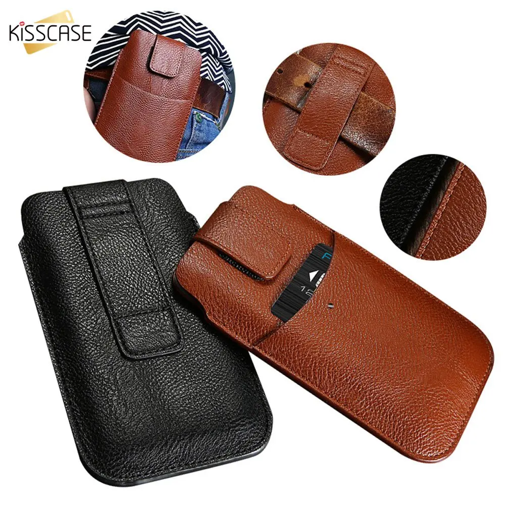 KISSCASE Waist Leather Belt Phone Case For iPhone 11 12 13 Pro Max Fashion Card Slot Bag For Samsung Galaxy S20 S21 S22 Ultra