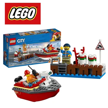 

LEGO City Dock Side Fire 60213 Building Kit with Boat Floats Building Blocks DIY Educational Children Gifts (97 Piece/set)