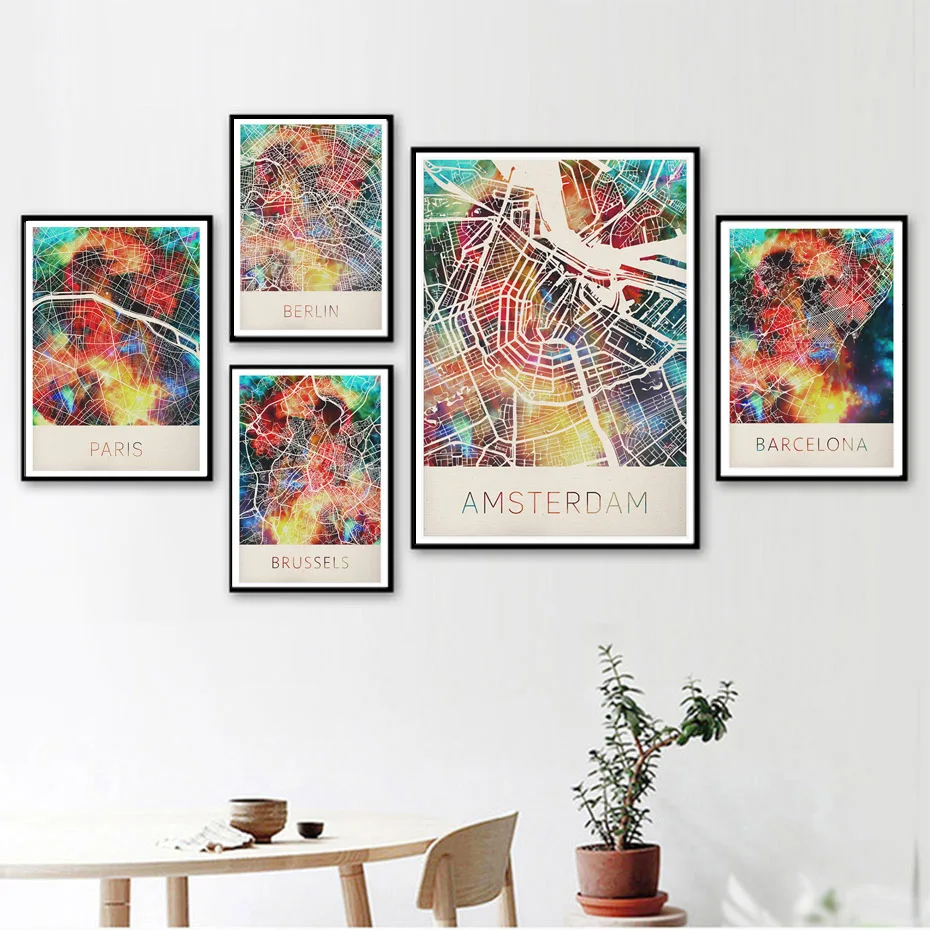 Алмазная живопись европейский город Map абстрактная вышивка крестиком для